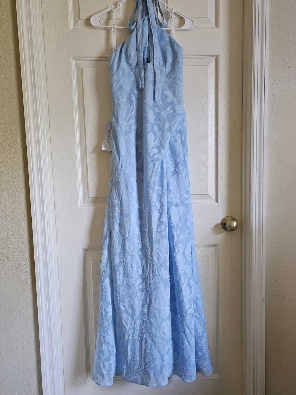 AZAZIE Light Blue Floral Lace Gown Maxi Dress Formal Wedding Bridesmaids